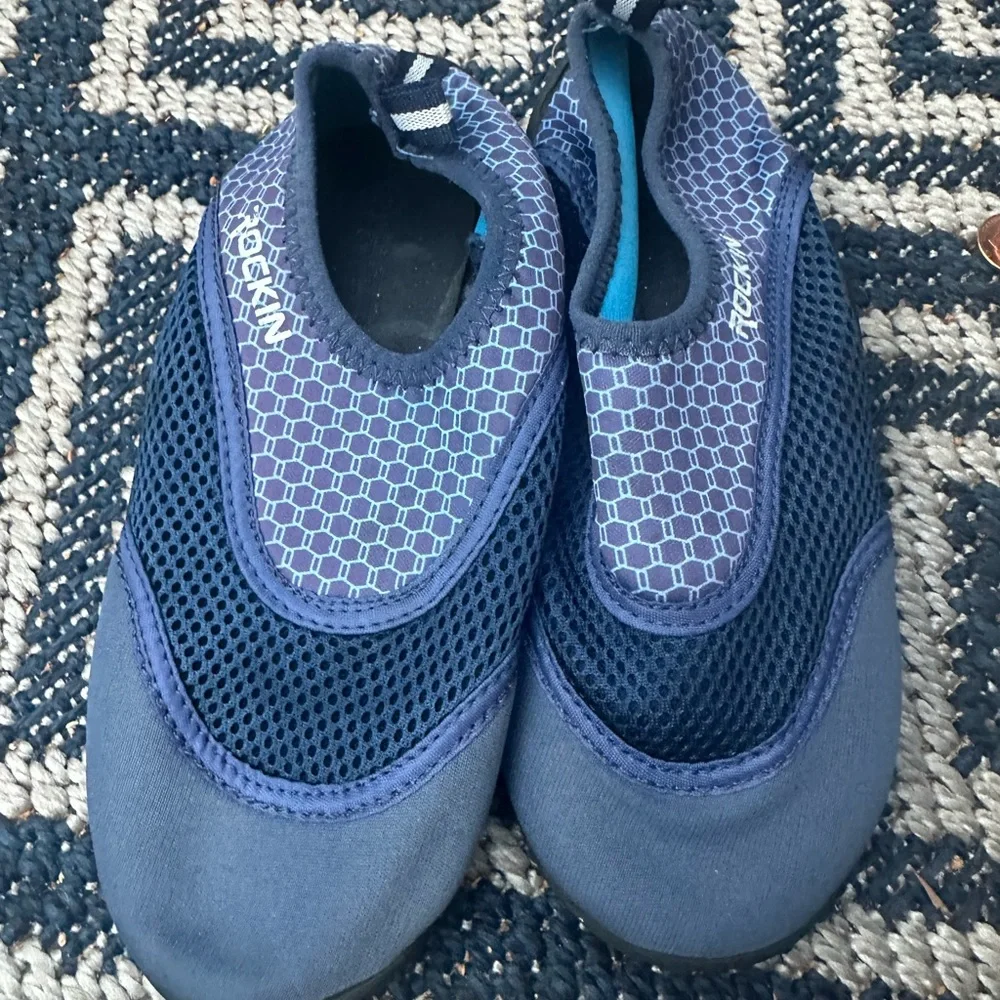 Aqua Blue Water Shoes Slip-On Mesh Design